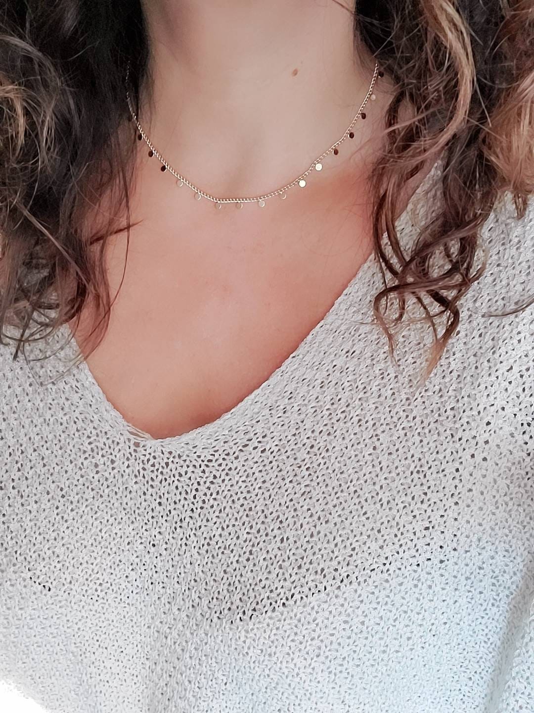 Gold Disc Layering Choker Chain - view 4