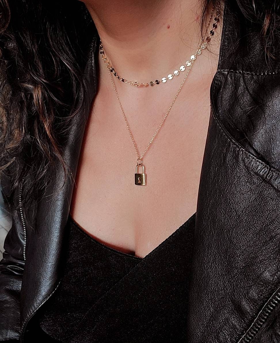 Moon Star Choker /Gold Star Choker / Sequin Disc Necklace / Staple Chain - view 6