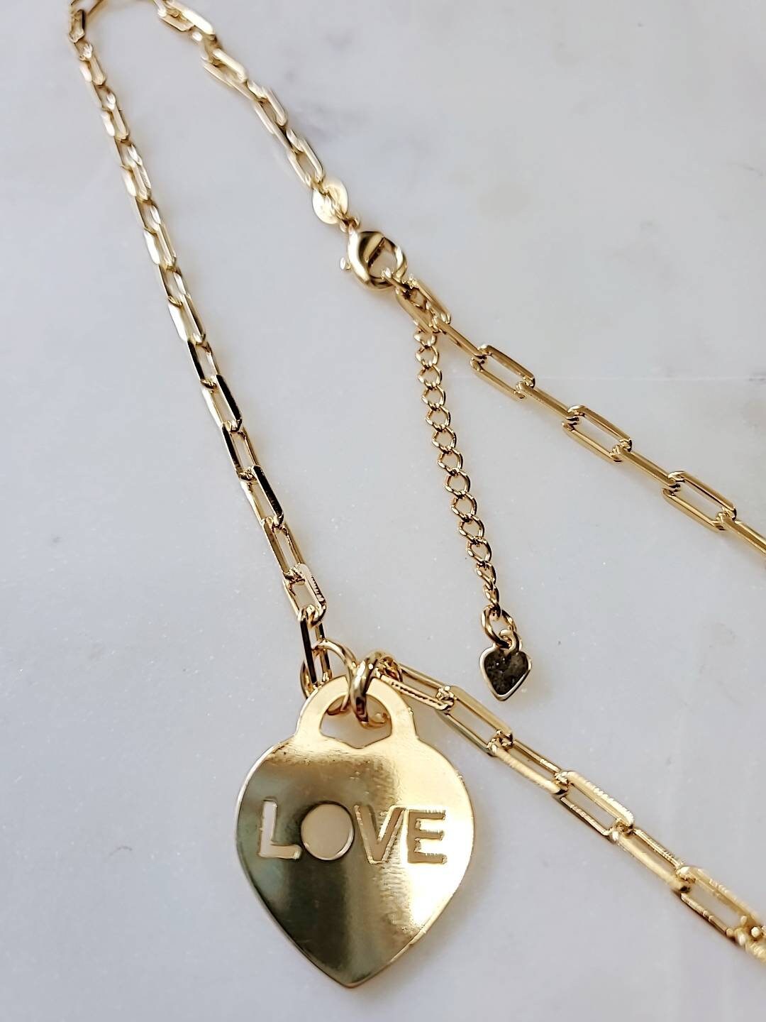 Gold Heart Statement Pendant Chain - view 5