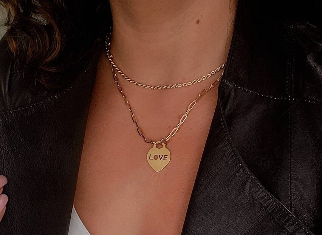 Gold Heart Statement Pendant Chain - view 4