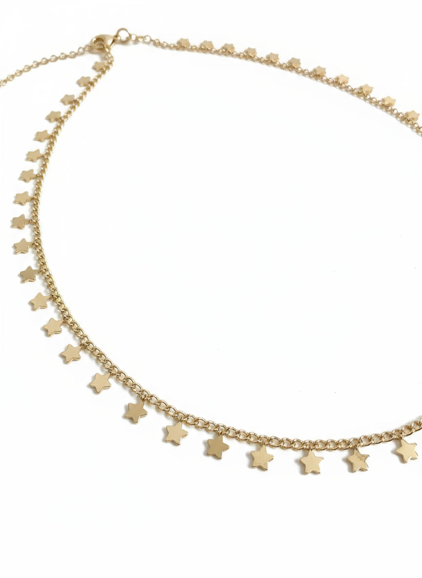 Moon Star Choker /Gold Star Choker / Sequin Disc Necklace / Staple Chain - view 4