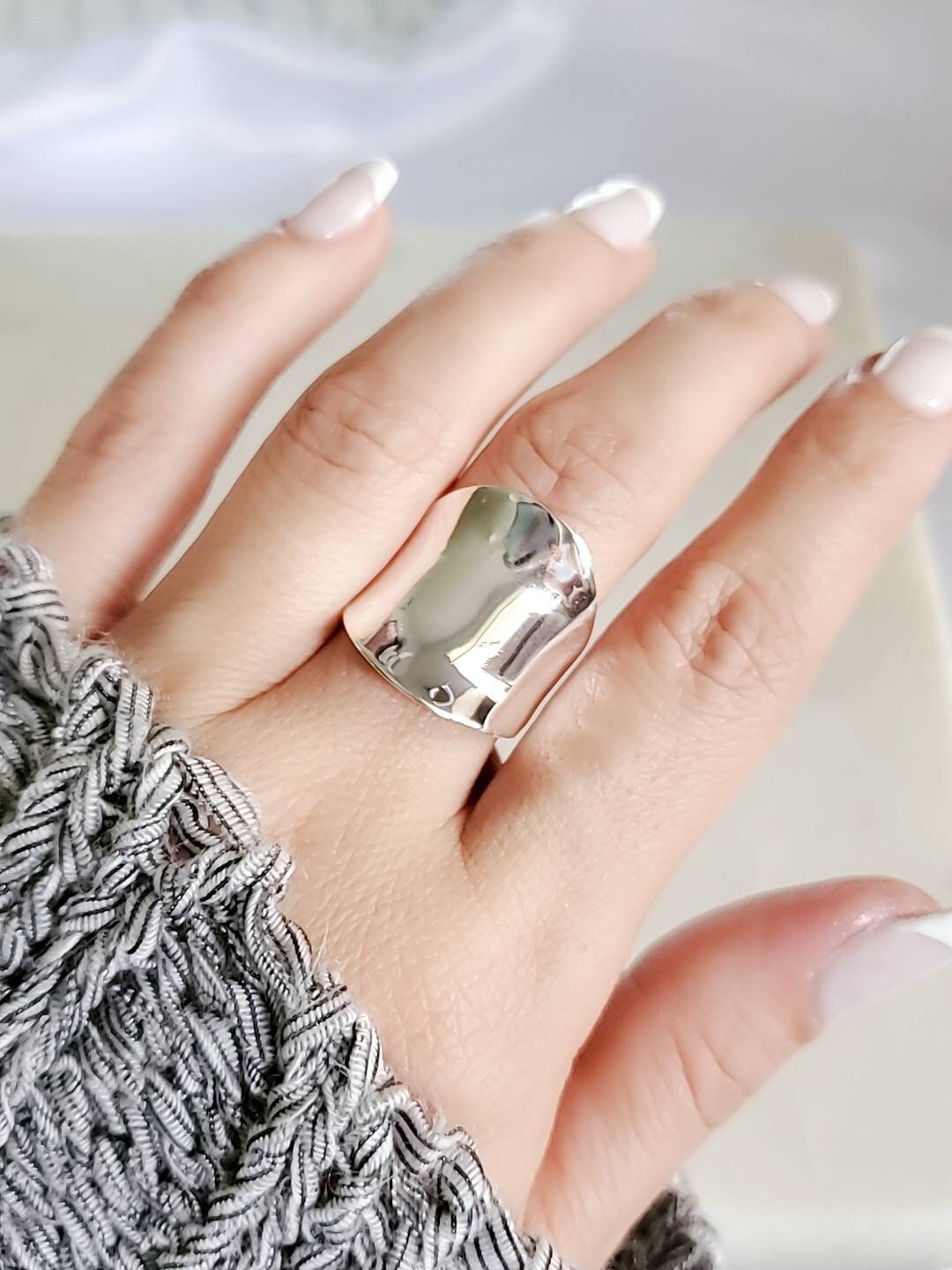 Concave Sterling Silver Ring - view 3