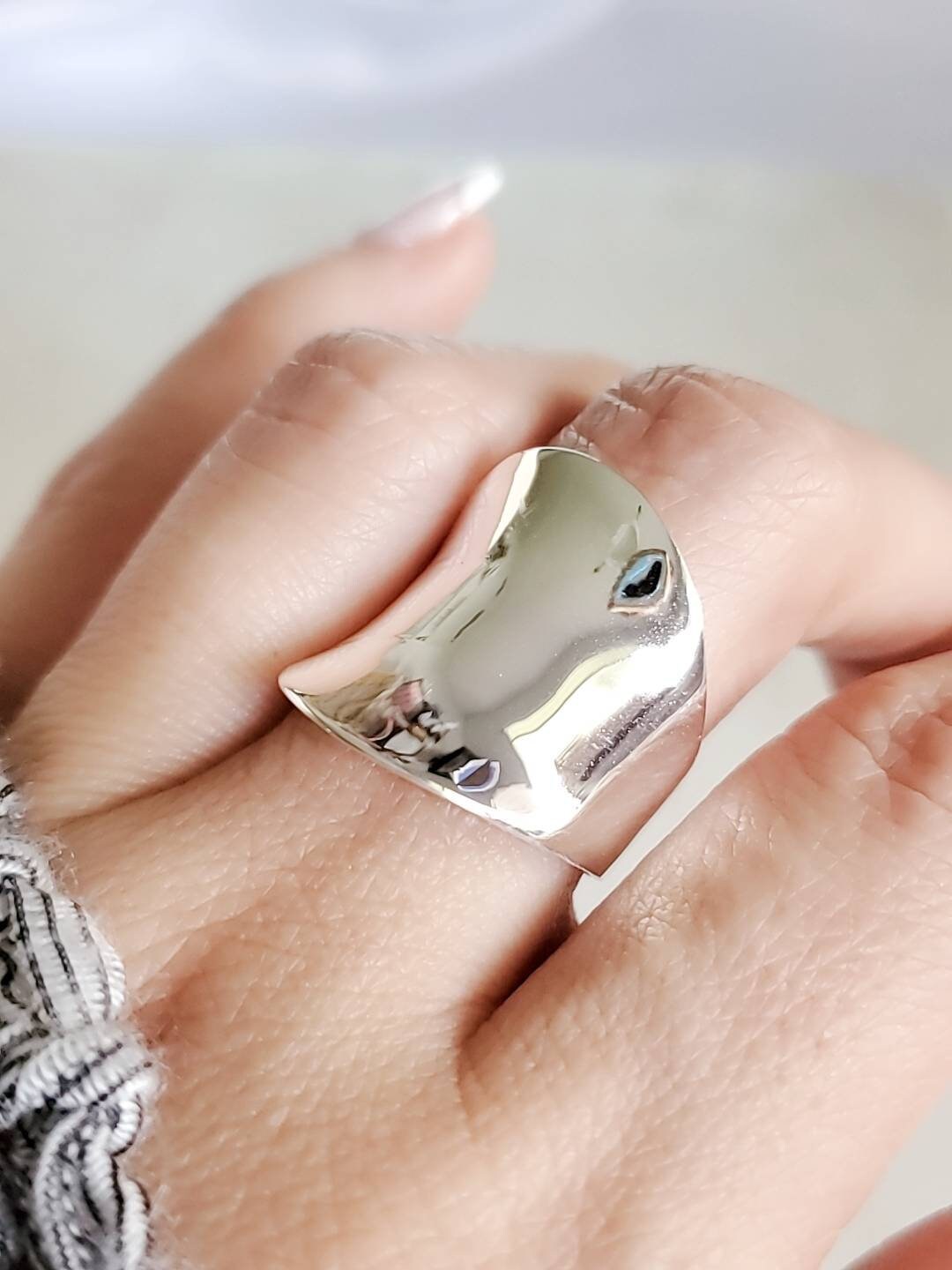 Concave Sterling Silver Ring - view 4