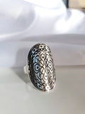 Shield Sterling Silver Ring, Bohemian Large Ring - view 4