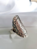 Shield Sterling Silver Ring, Bohemian Large Ring - view 2