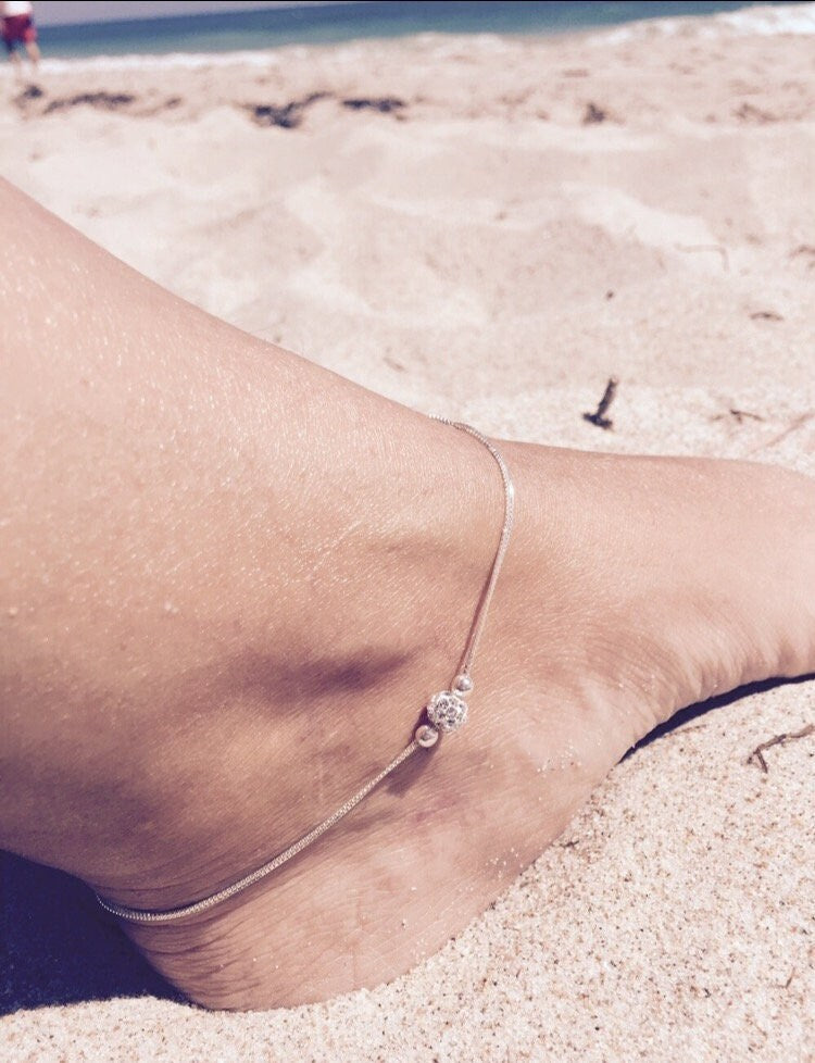 Sterling Silver 925 Beaded Anklet