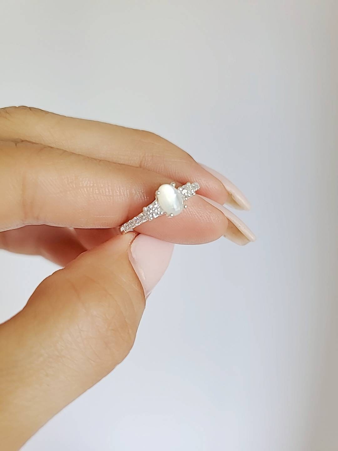Sterling Silver Natural Mother of Pearl Ring - view 5