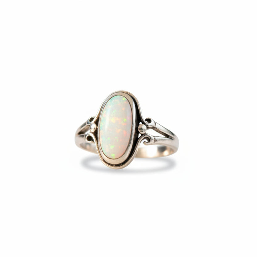 Sterling Silver White Opal Ring