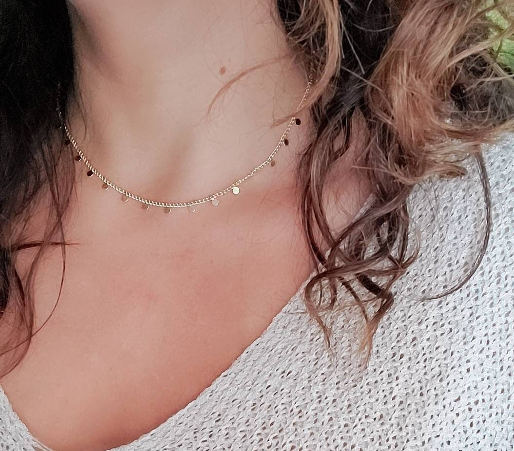 Gold Disc Layering Choker Chain - view 2