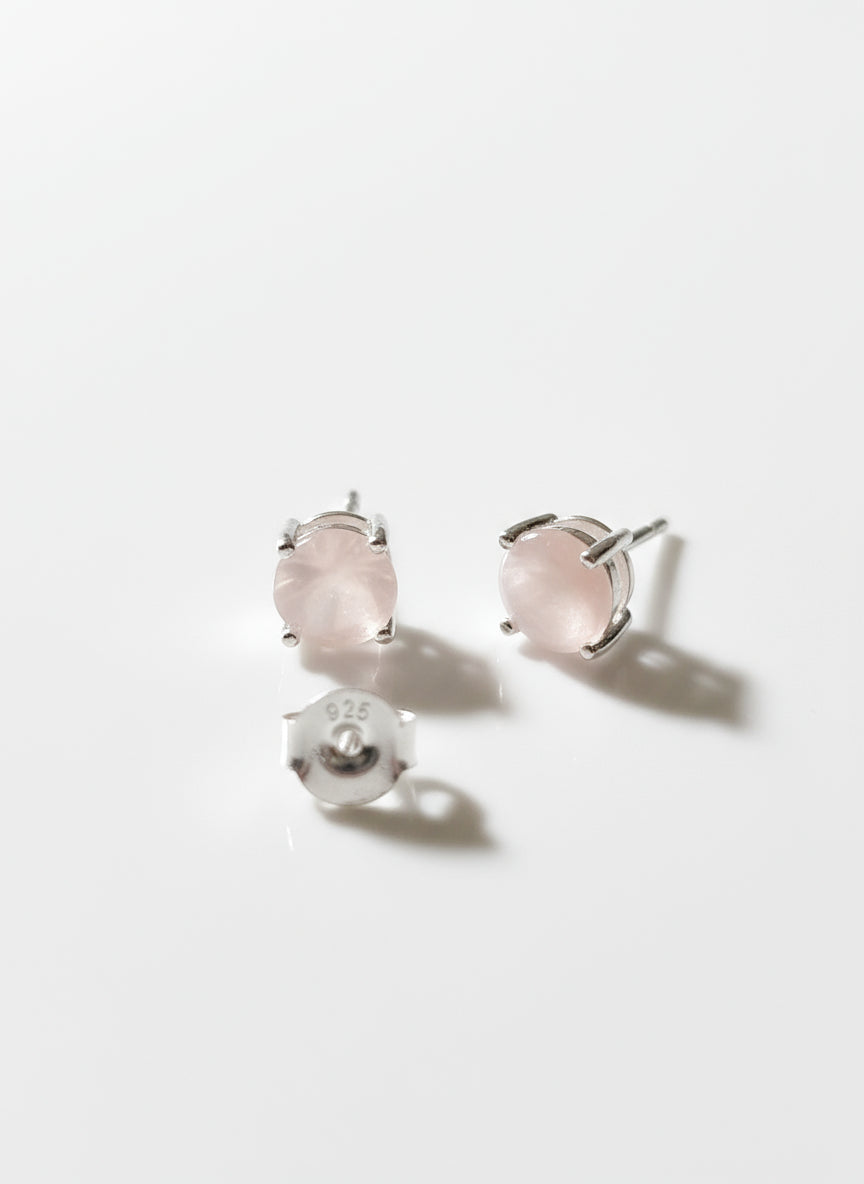 Sterling Silver 925 Pink Mother of Pearl Stud Earrings
