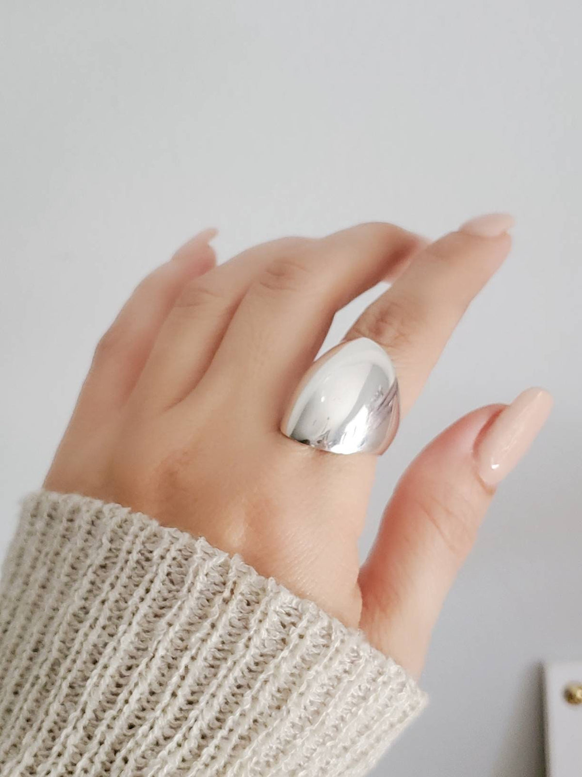 Art Deco Sterling Silver Bold Dome Ring - view 4