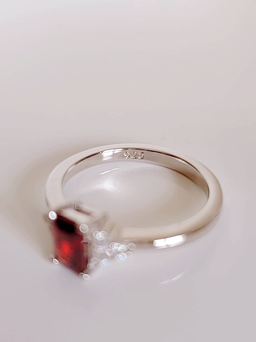 Sterling Silver Red Garnet Ring - view 4