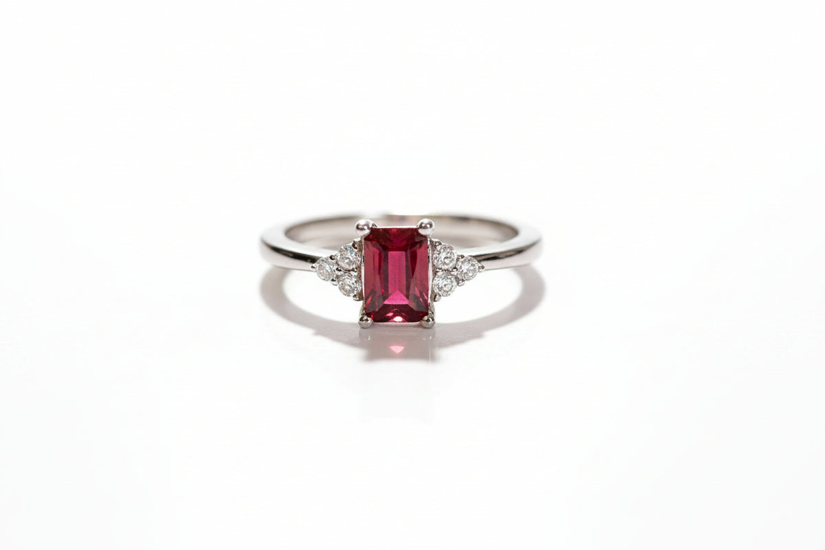 Sterling Silver Red Garnet Ring